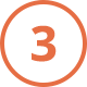Orange number 3 centered inside an orange circle on a light gray background.